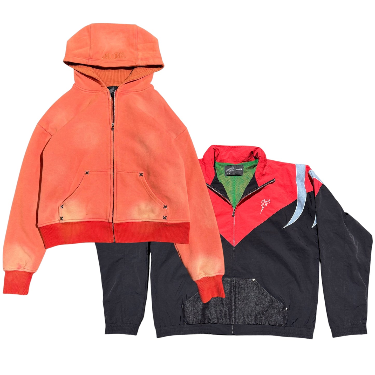 Aligned Zip-Up and Denim Patchwork Windbreaker